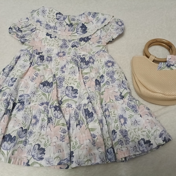 Easter Shabby Chic 12 Months Baby Girl Floral Kids Dress W Purse Matching - Picture 5 of 5